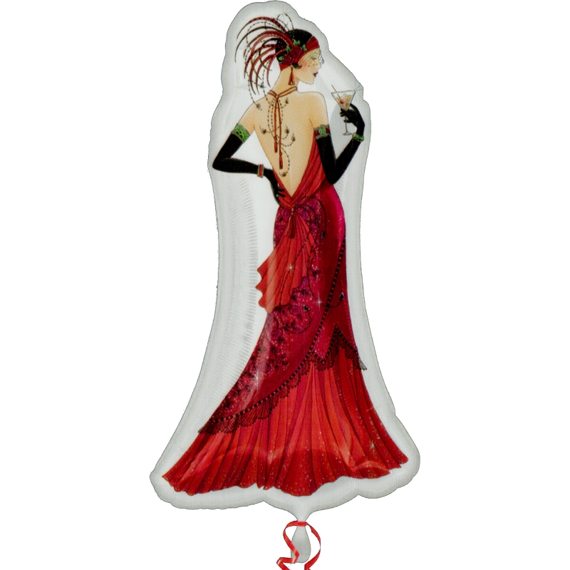グラスを持った美しい女性 メタリックバルーン (横46cm×縦89cm)